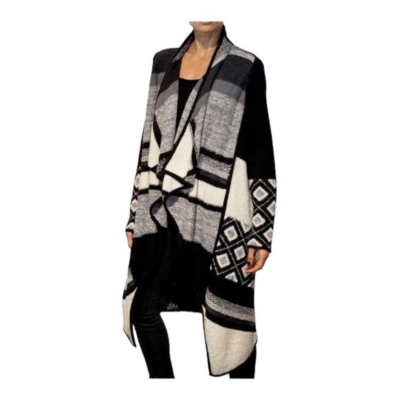 B10 Vince. Wool Blend Colorblock Pantrerend Longline Cardigan Sweater Sz S - Picture 1 of 12